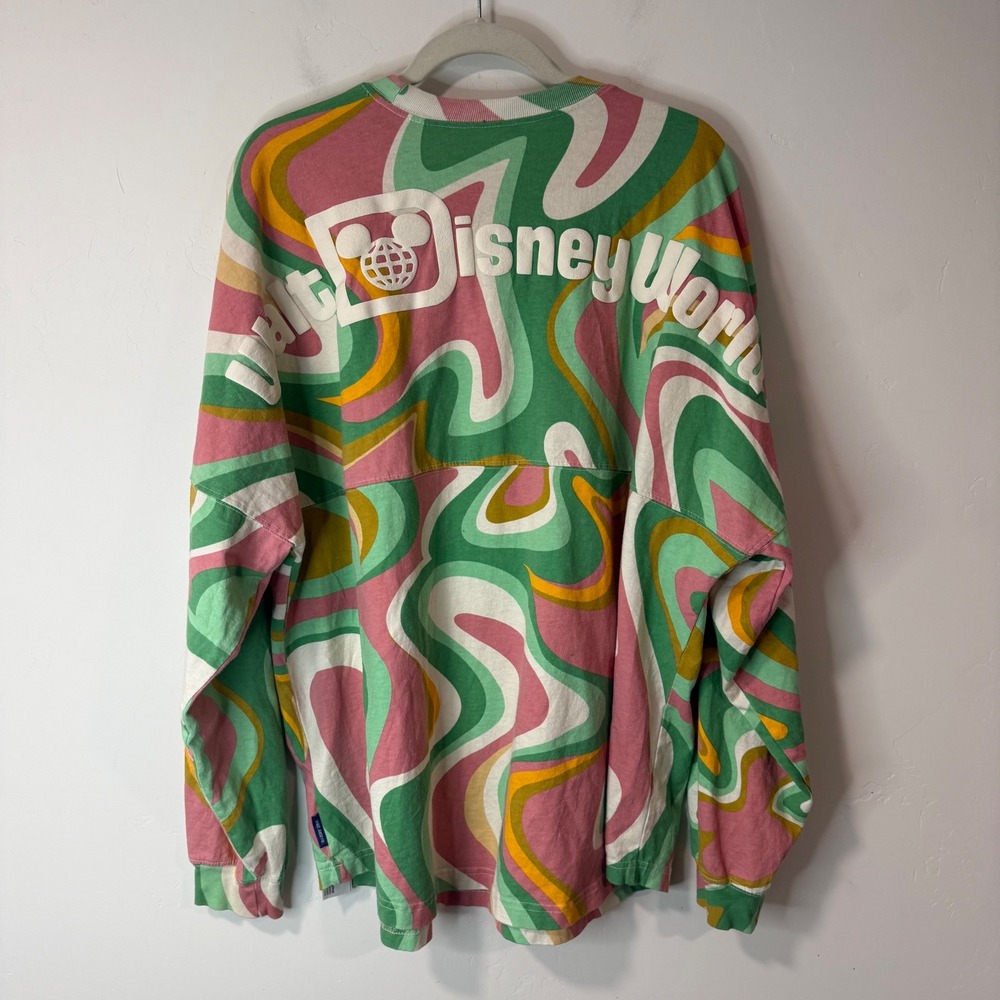 Walt Disney World Retro Marble Swirl Spirit Jersey XL Green Pink 70s Parks